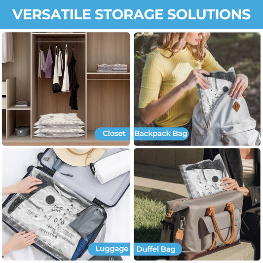 Wfiia 18 Packs Vacuum Bags for Travel with Rechargeable Pump, 3 Sizes Vacuum Seal Bags for Clothing, Compression Vacuum Travel Bags for Luggage, Vacuum Packing Bags for Closet Organization